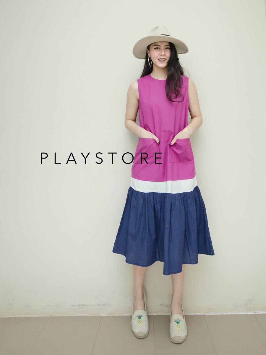 เสื้อผ้าผู้หญิง 3Trio-Sleeveless-Mid-Dress-8