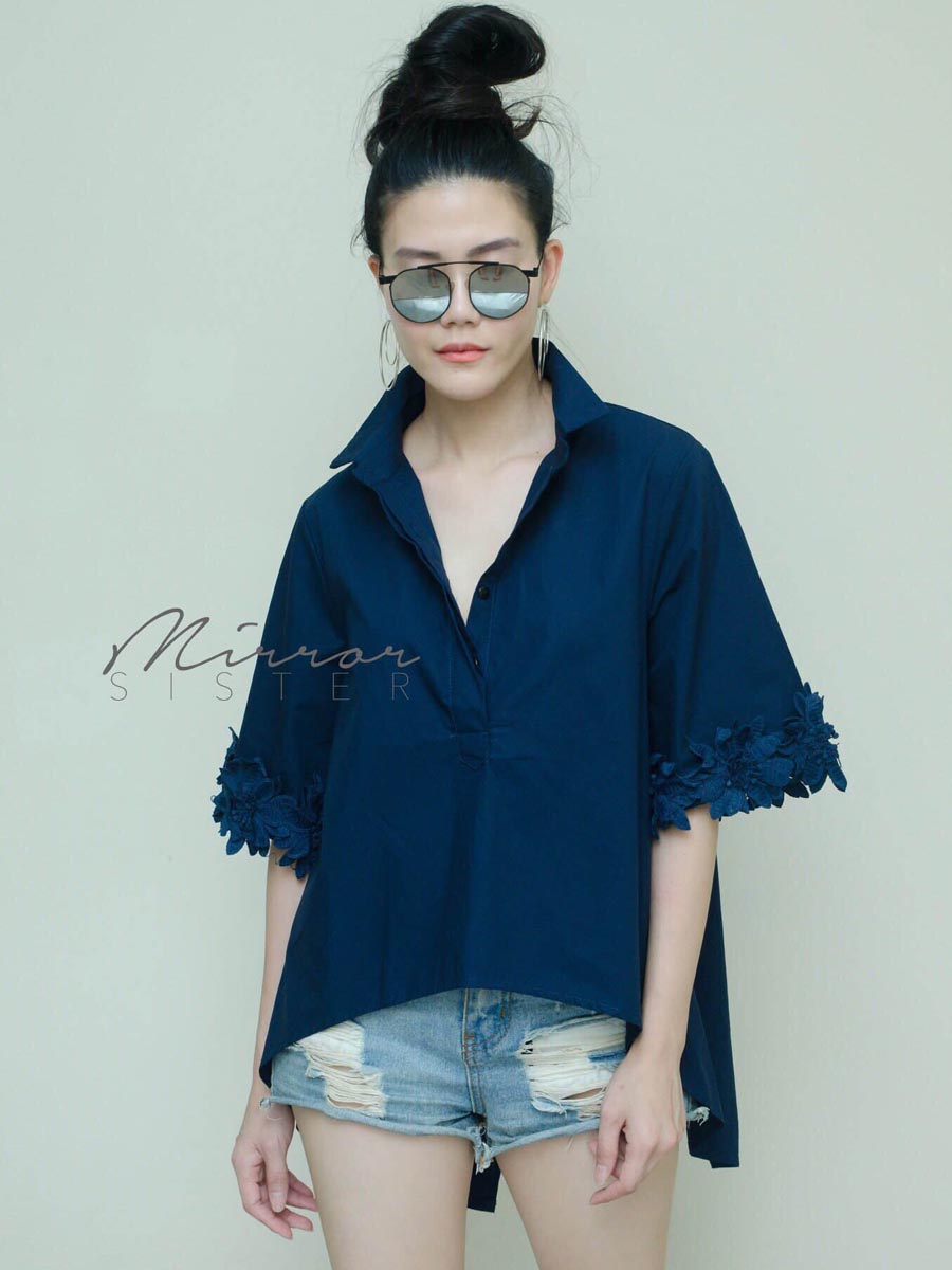 เสื้อผ้าผู้หญิง AnDaa-3Dflower-sleeve-Shirt-1