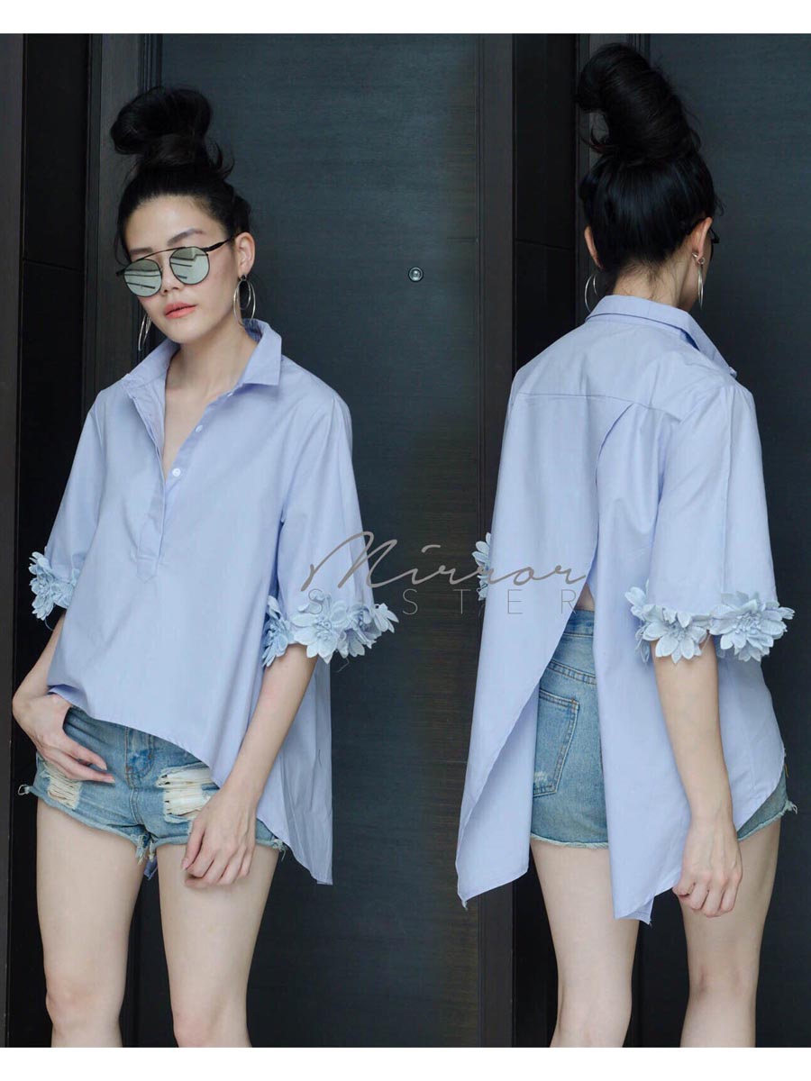 เสื้อผ้าผู้หญิง AnDaa-3Dflower-sleeve-Shirt-3