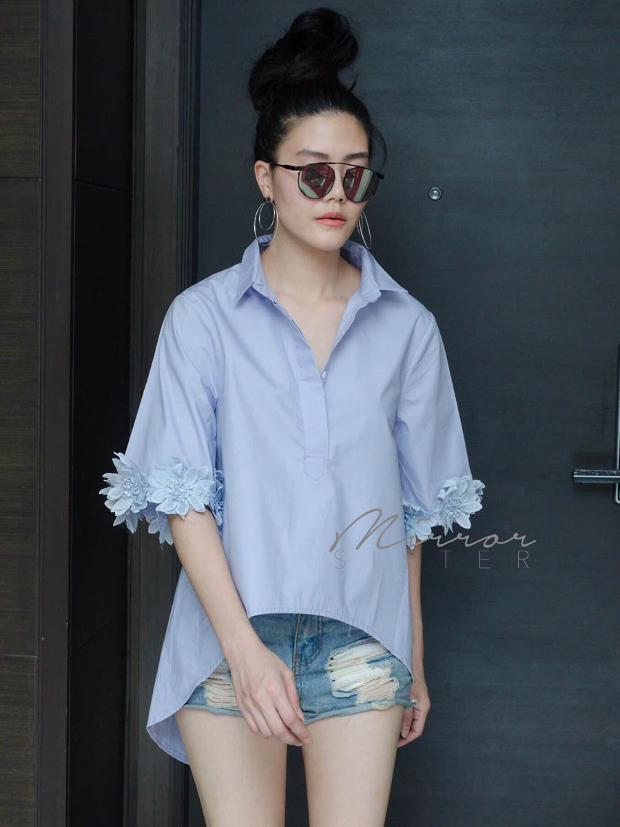 เสื้อผ้าผู้หญิง AnDaa-3Dflower-sleeve-Shirt-4