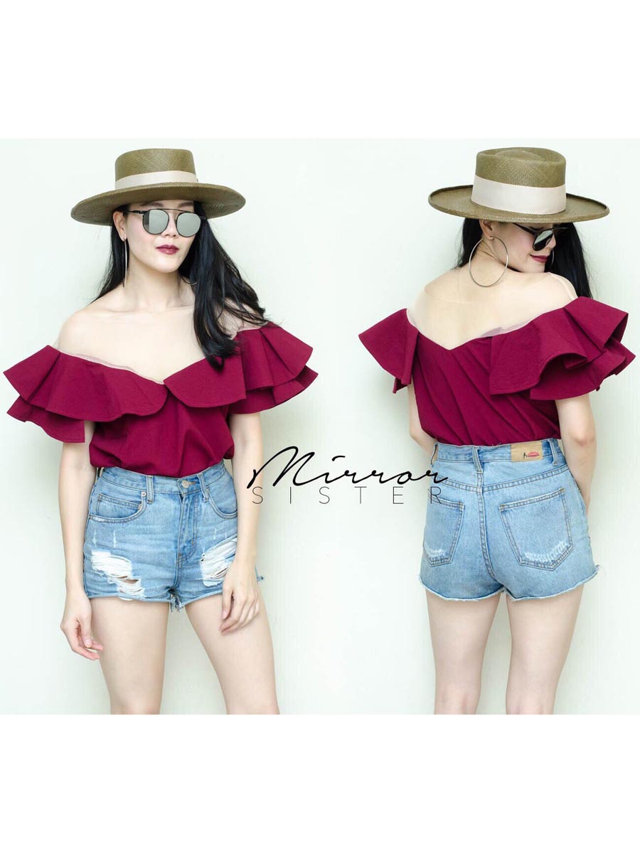 เสื้อผ้าผู้หญิง BLoGGeR-BoMB-SEE-THRu-BLOUSE-3