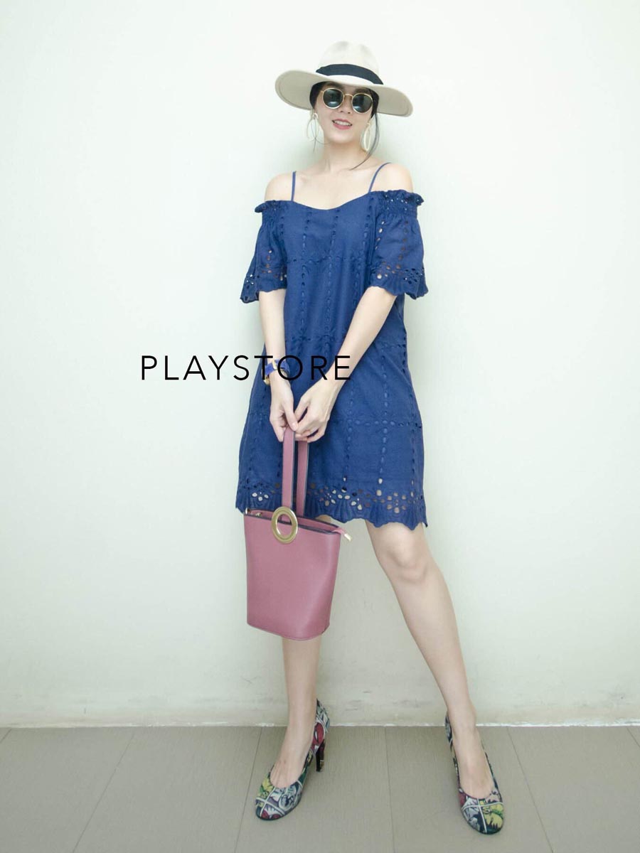 เสื้อผ้าผู้หญิง Bonny-Embroided-Shoulder-Off-Dress-1