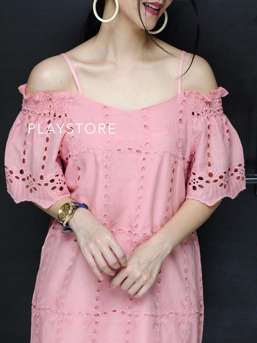 เสื้อผ้าผู้หญิง Bonny-Embroided-Shoulder-Off-Dress-6