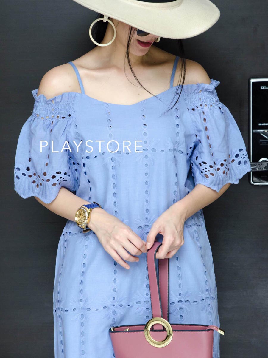 เสื้อผ้าผู้หญิง Bonny-Embroided-Shoulder-Off-Dress-9