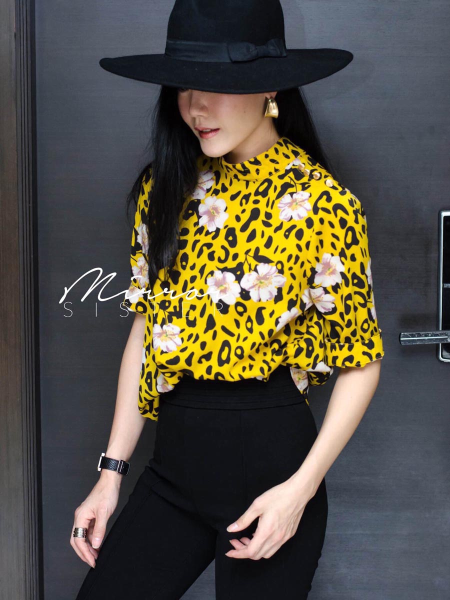 เสื้อผ้าผู้หญิง FloRidA-Leopard-4buttons-BLoUSE-1