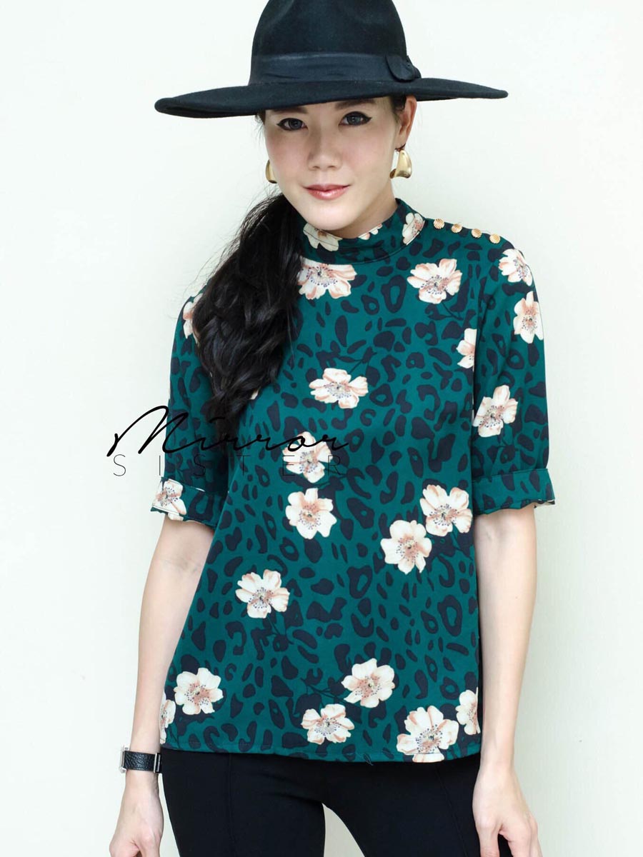 เสื้อผ้าผู้หญิง FloRidA-Leopard-4buttons-BLoUSE-8