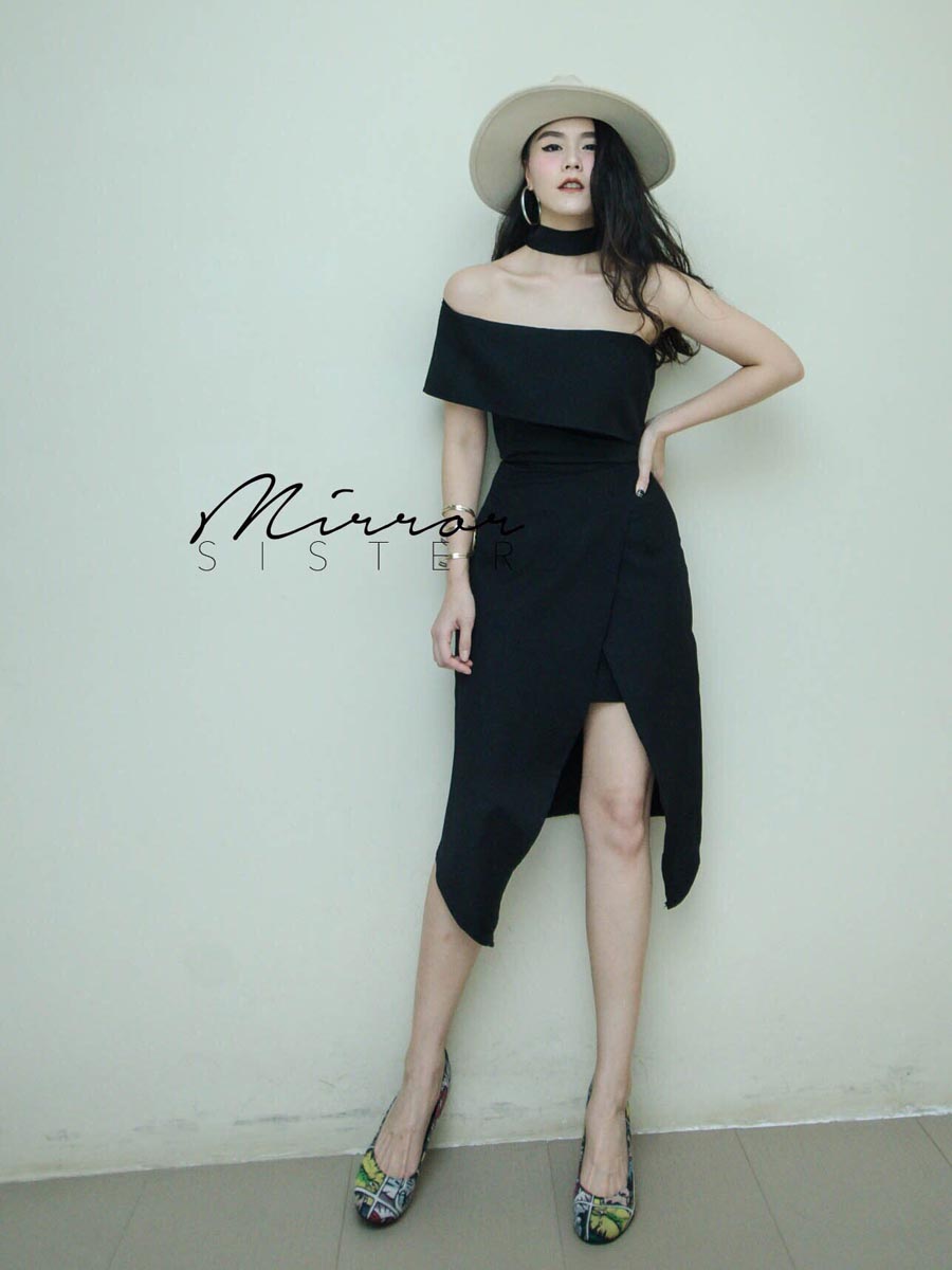 เสื้อผ้าผู้หญิง MaRtiNa-Shoulder-off-Evening-Dress-1