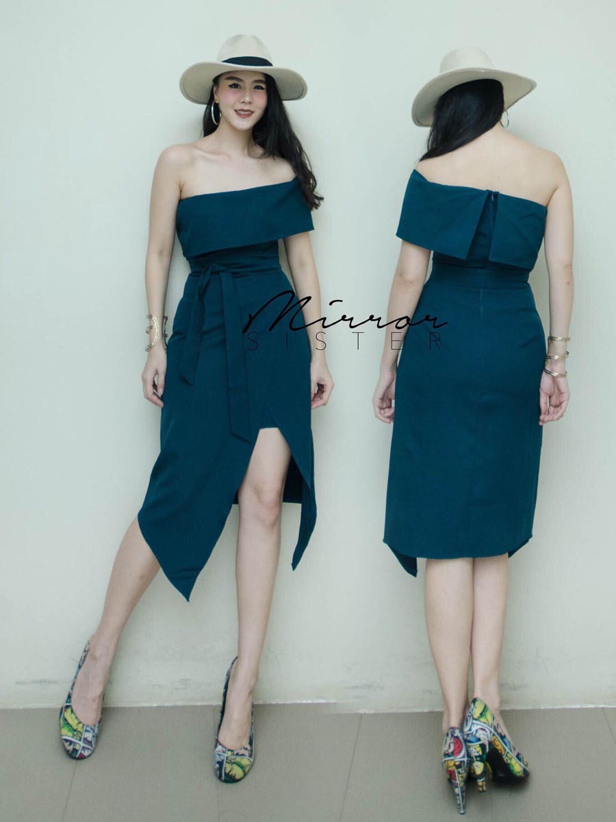 เสื้อผ้าผู้หญิง MaRtiNa-Shoulder-off-Evening-Dress-10