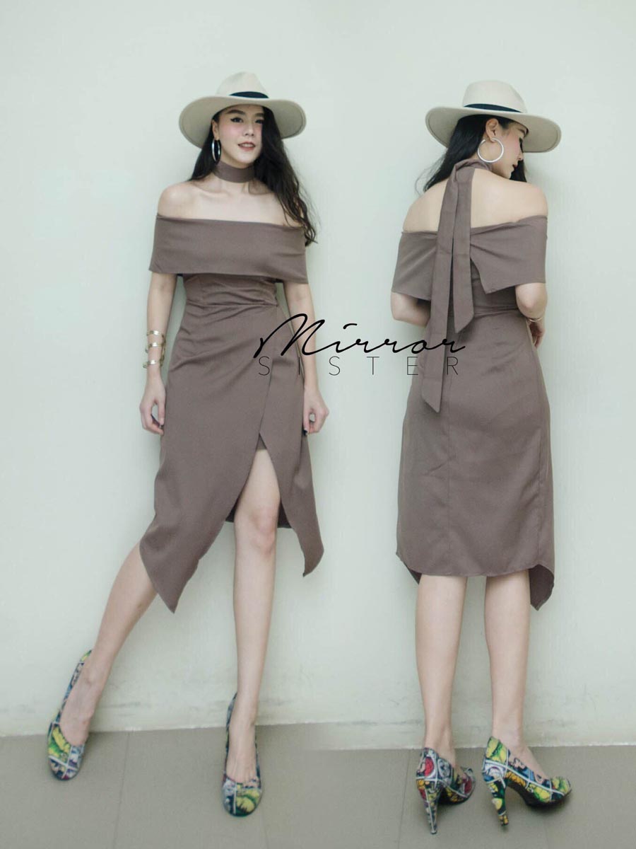 เสื้อผ้าผู้หญิง MaRtiNa-Shoulder-off-Evening-Dress-4