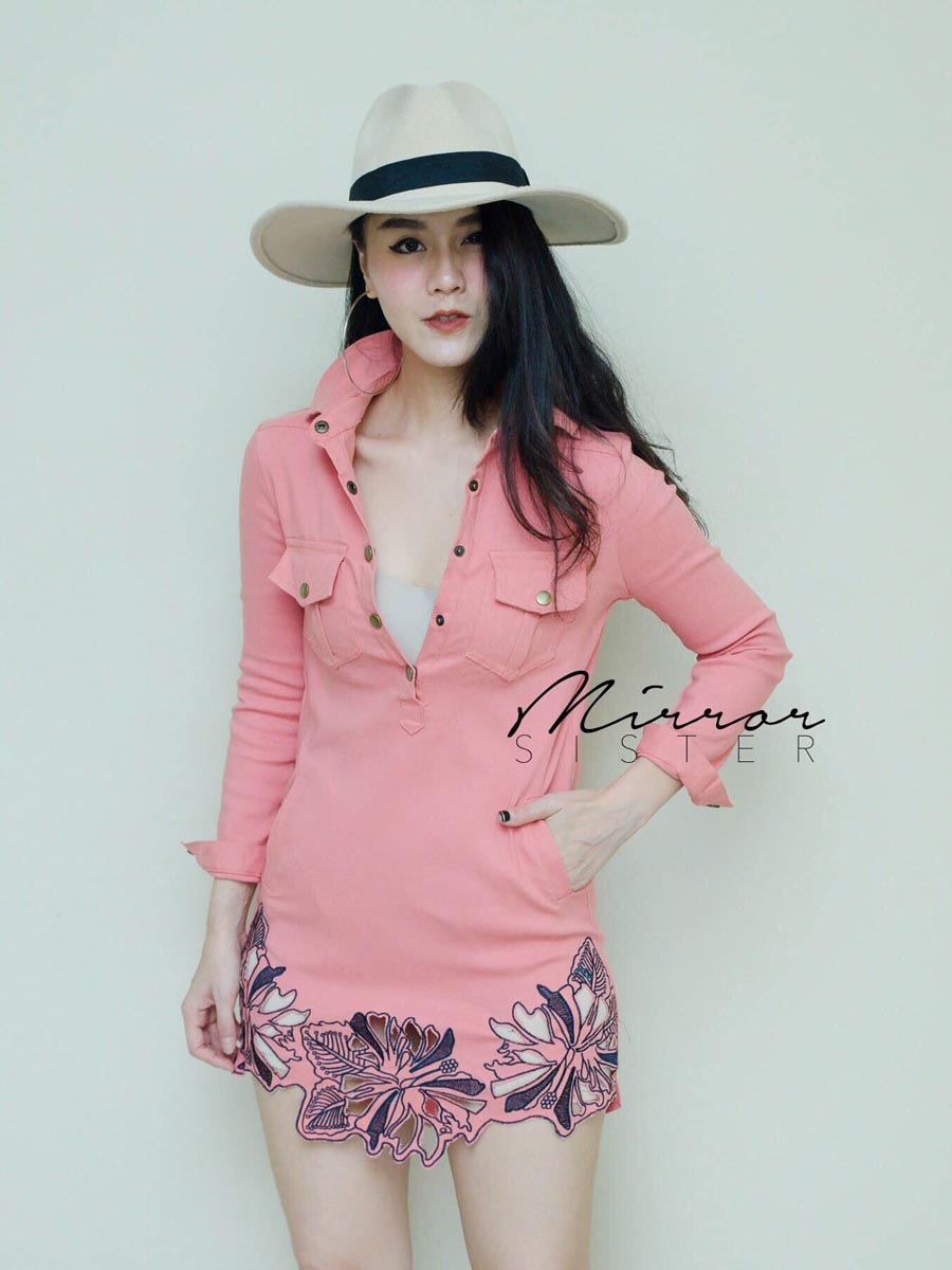 เสื้อผ้าผู้หญิง Monomania-Embroided-dress-shirt-2