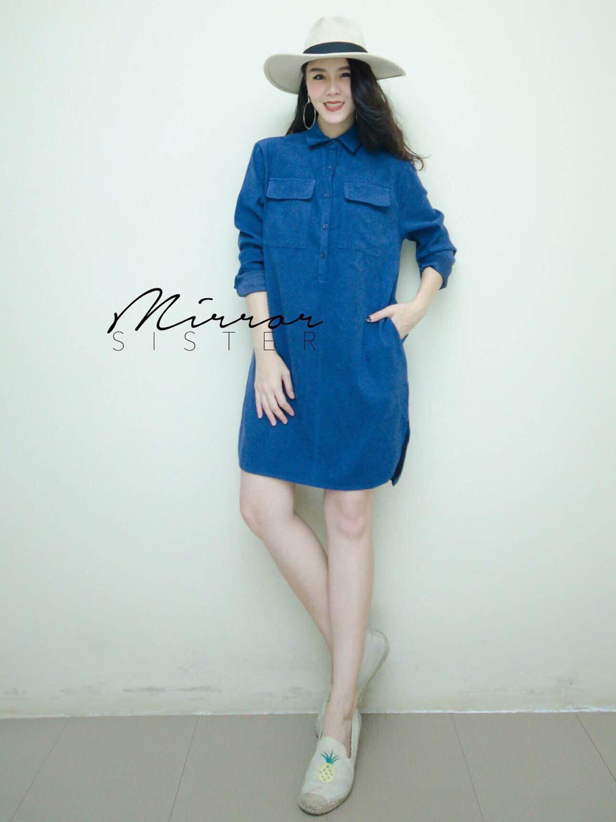 เสื้อผ้าผู้หญิง Official-Suede-dress-shirt-9