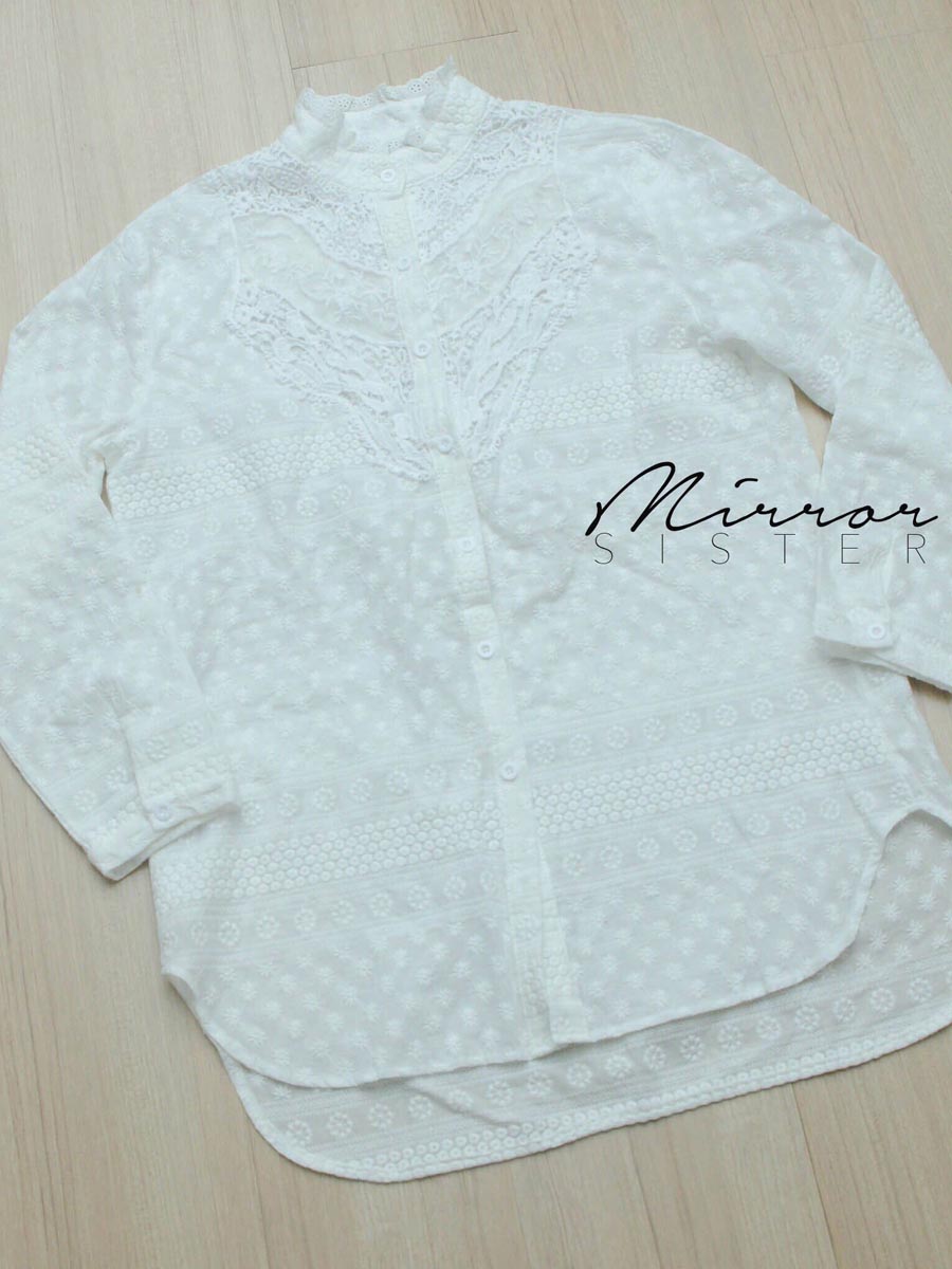 เสื้อผ้าผู้หญิง Snow-Whip-Embroidered-Dress-Shirt-7